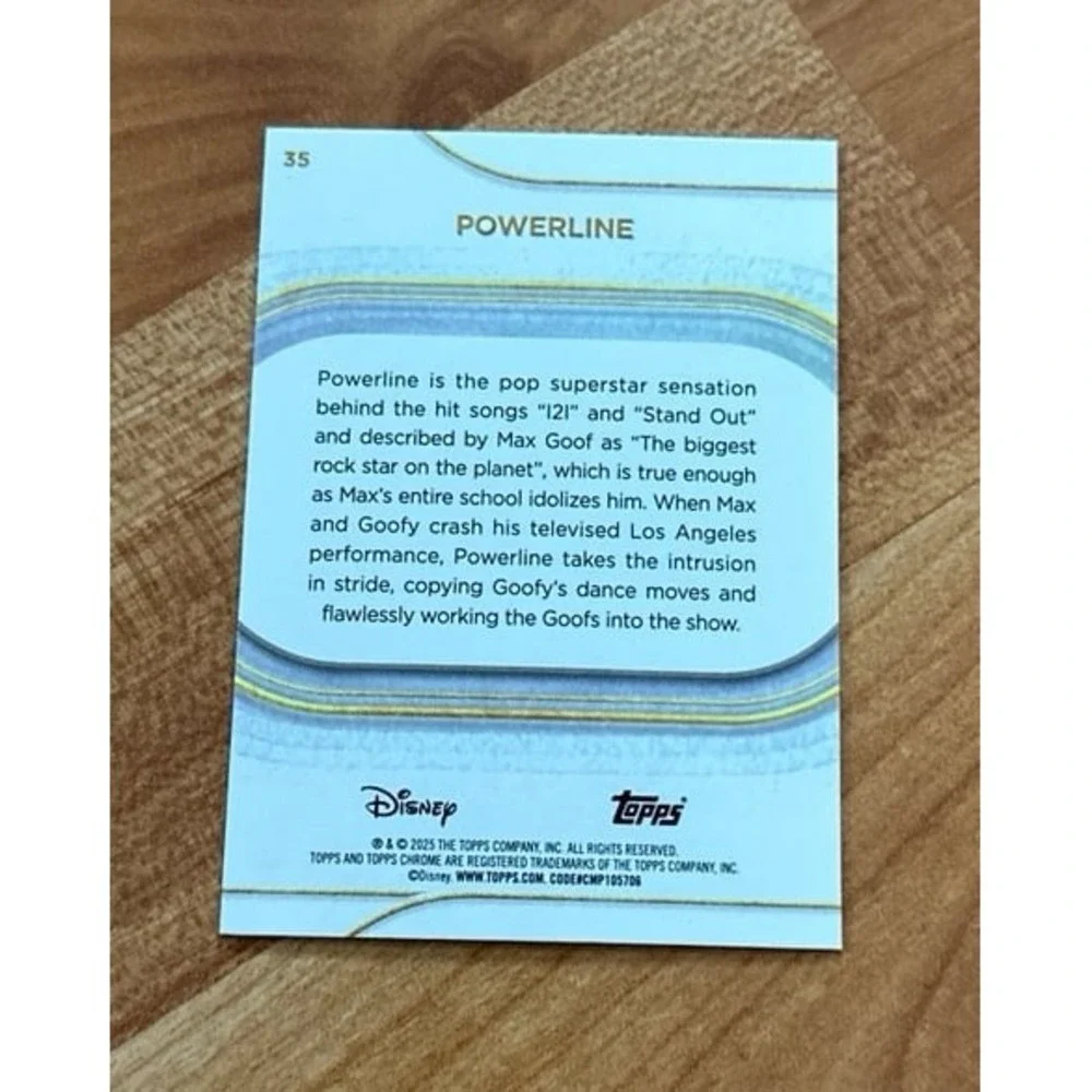 Powerline #35 base collectable card from the 2025 Topps Chrome Disney set